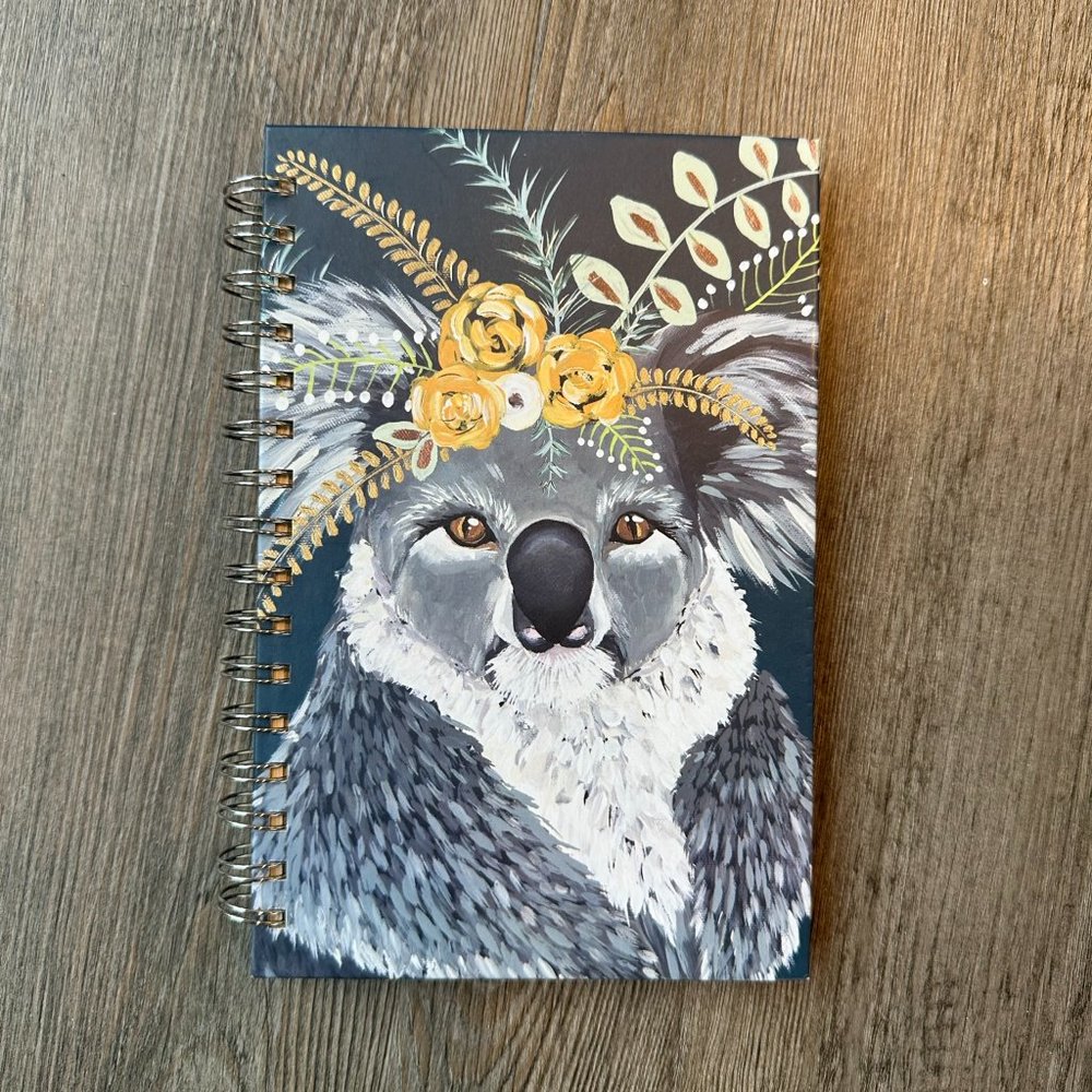 NEW Koala Bear with Flower Crown Fun Lined Journal Spiral Notebook - Blue